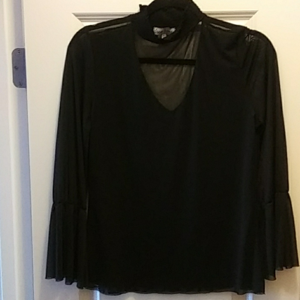 Black sheer choker collar top